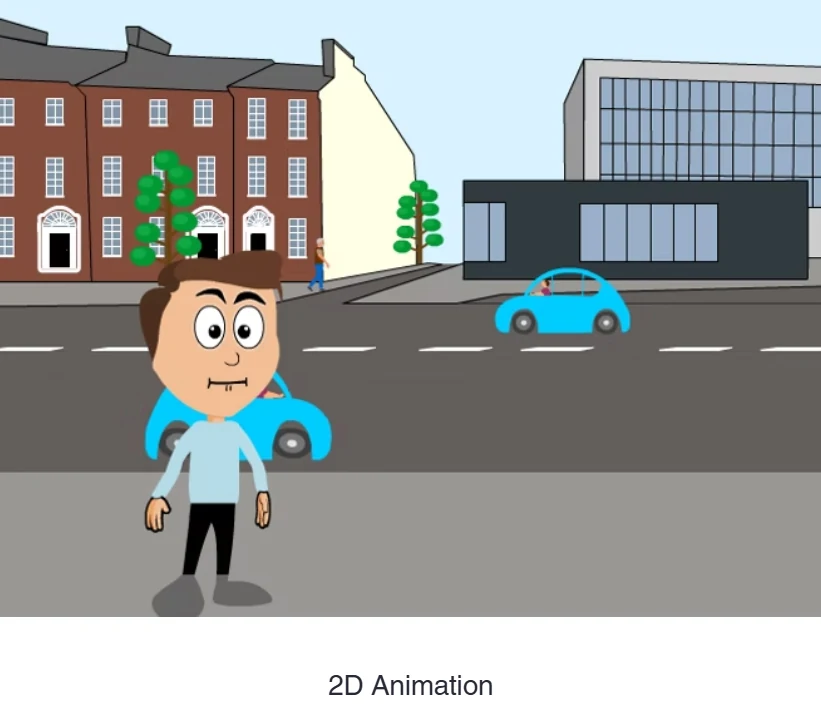 Character scene from a 2D animation created in Adobe Animate