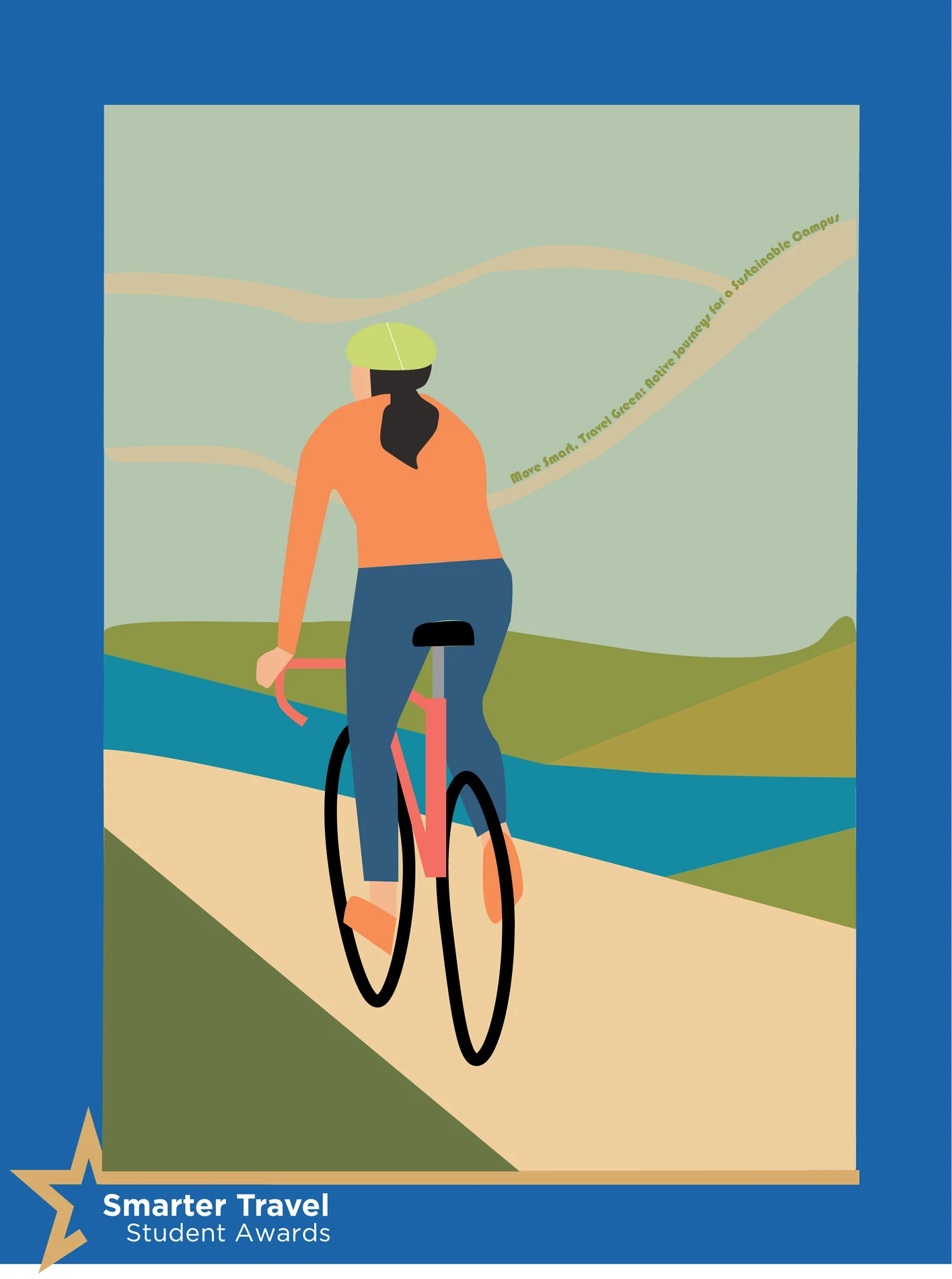 TFI Smarter Travel cycling poster illustrated in Adobe Illustrator