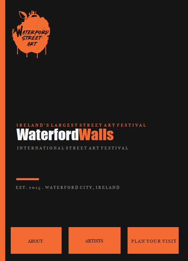 Black and orange Waterford Walls brochure front cover
