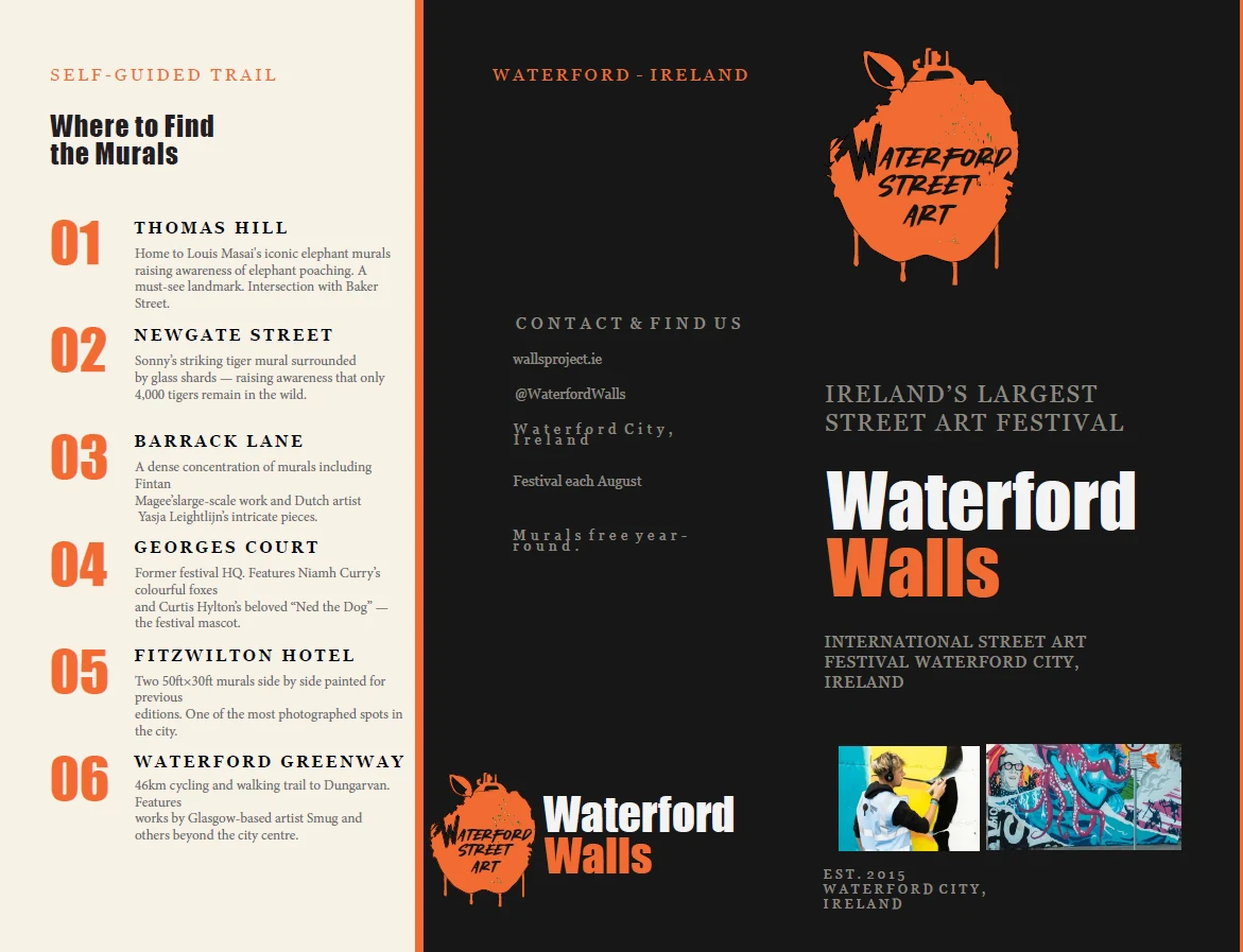 Waterford Walls self-guided trail trifold brochure